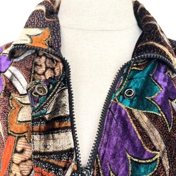 90's Funky Velvet Abstract Zip Up Jacket - Size Medium - KOCAL - Unisex - Picture 8 of 12